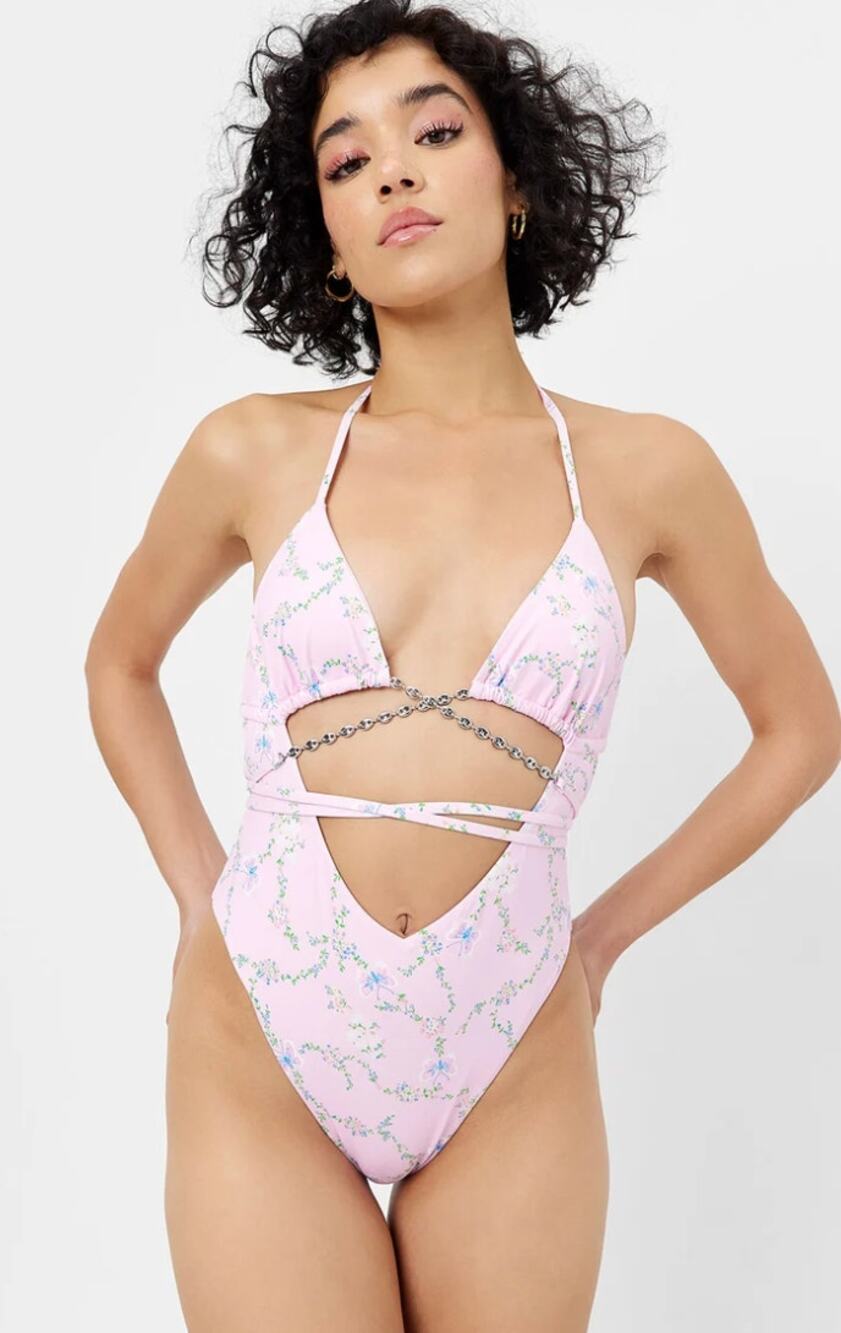Frankies Bikinis Swimsuit Medium Gemma Floral Wrap One Piece in FairyTale Sexy